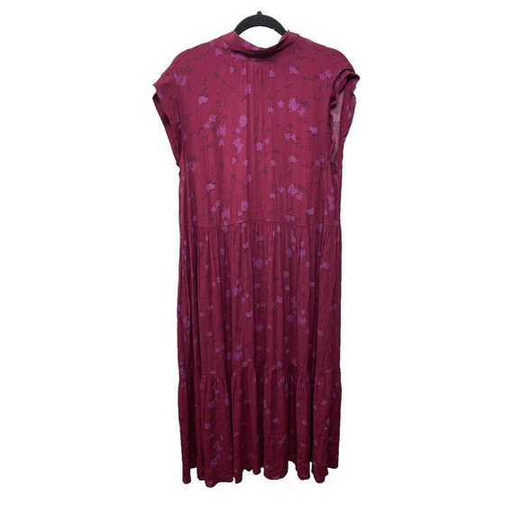 Free Assembly Midi Dress XL Red Floral Tiered Rodeo Western Prairie Country - Picture 2 of 12